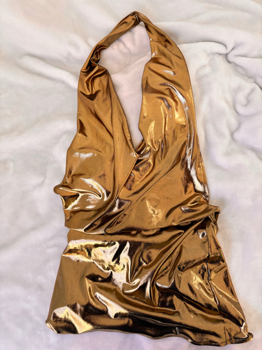 Bronze halter dress
