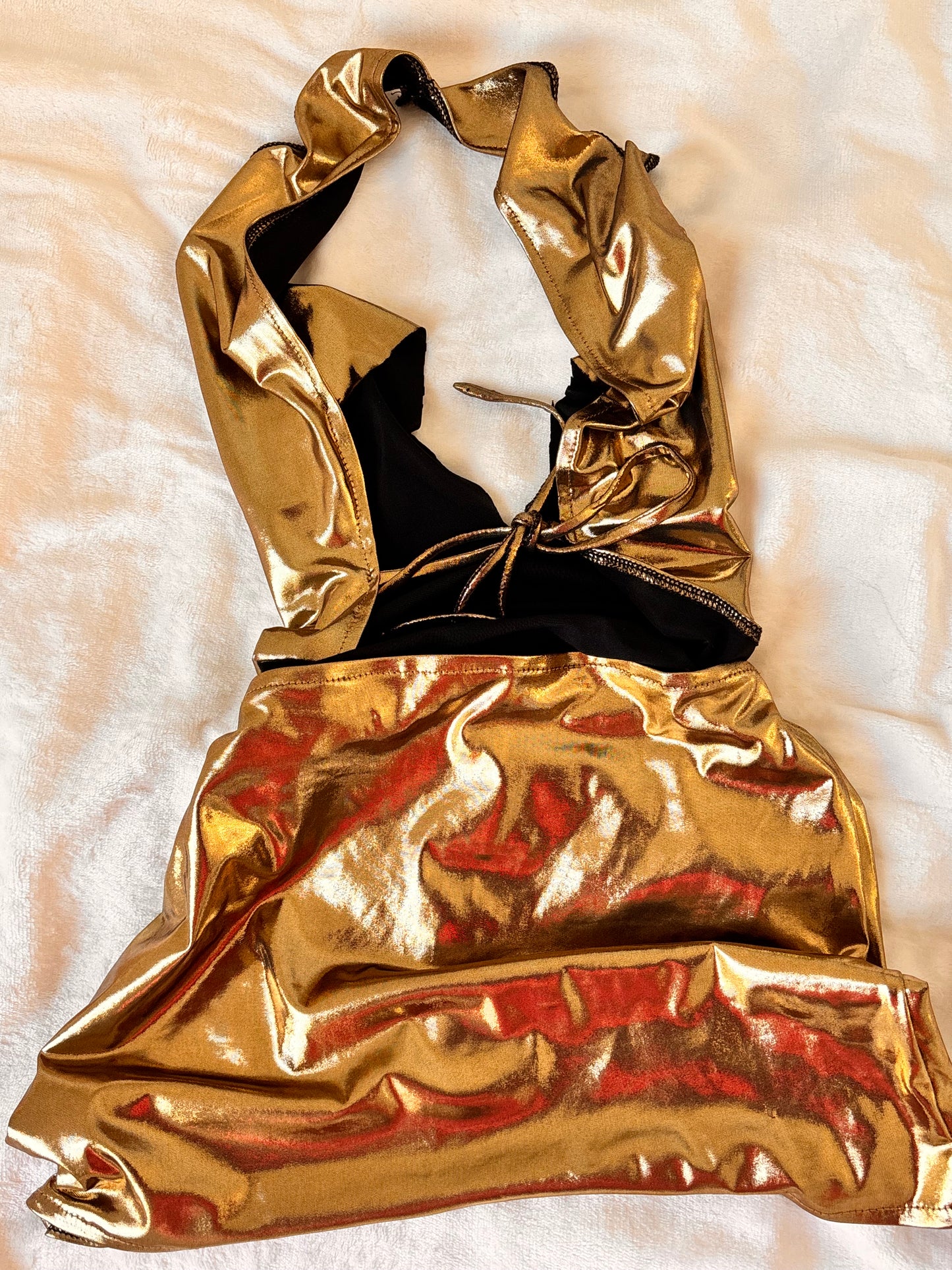 Bronze halter dress